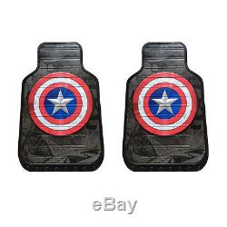 Captain America Car Truck Front Seat Covers Floor Mats Steering Wheel Cover Set