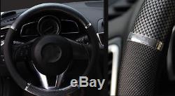 Car Black Carbon fiber Leather Steering Wheel Cover 38cm/15'' fashion 2018 new