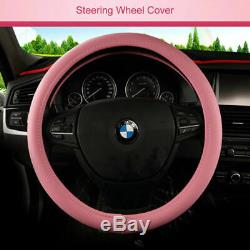 Car Seat Cover Pink Leather Protector Full Set Front Rear Universal For Women US