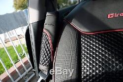 Car Seat Cover Shift Knob Belt Steering Wheel Black PVC Leather Upgrade 31007D