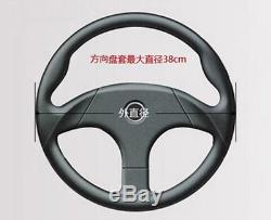 Car Steering Wheel Cover AUTO Car 38cm Black Carbon fiber Leather