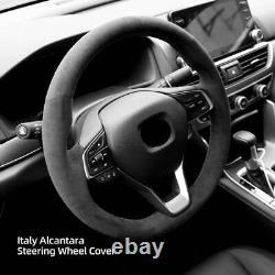 Car Steering Wheel Cover Alcantara Black for Honda INSIGHT/ACCORD