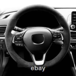 Car Steering Wheel Cover Alcantara Black for Honda INSIGHT/ACCORD