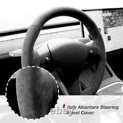 Car Steering Wheel Cover Alcantara Customized Black for TESLA Model 3/ Model Y