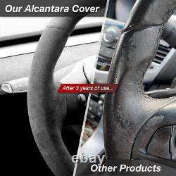 Car Steering Wheel Cover Alcantara Customized Black for TESLA Model 3/ Model Y