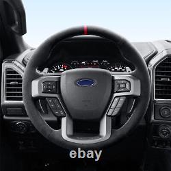 Car Steering Wheel Cover Alcantara Hand-Stitched for Ford F-150 Raptor/SuperCrew