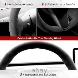 Car Steering Wheel Cover Customized Alcantara Black for TESLA Model 3/ Model Y
