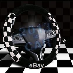Car Steering Wheel Cover For BMW Audi Black White 38CM 15 Fashion Grid Flocking