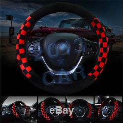 Car Steering Wheel Cover For Cadillac Red & Black 38CM 15 Fashion Grid Flocking