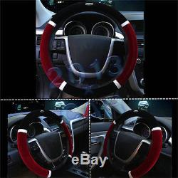 Car Steering Wheel Cover For Ford F150 SVT Raptor 38CM 15 Black Red Flocking