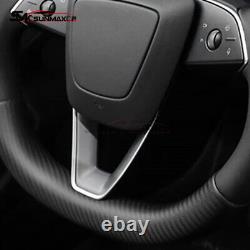 Carbon Fiber 2PCS Steering Wheel Cover for Tesla 2023-24 Model 3 Highland Matte