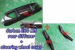 Carbon Fiber BMW 0610 E60 M5 Sedan DTO rear diffuser + steering wheel cover