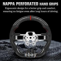 Carbon Fiber Black Nappa Leather Steering Wheel for 2015-2017 Ford Mustang WithRED