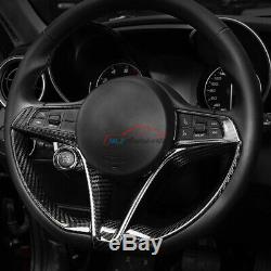 Carbon Fiber For Alfa Romeo Giulia 2017-20 Interior Trim Steering Wheel Cover