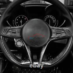Carbon Fiber For Alfa Romeo Stelvio 2017-2020 Interior Trim Steering Wheel Cover