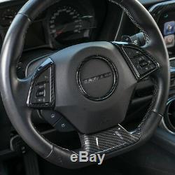 Carbon Fiber Interior Steering Wheel Cover Trim For Chevrolet Camaro 2016-2017