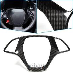 Carbon Fiber Interior Steering Wheel Cover Trim For Chevrolet Corvette C7 14-19