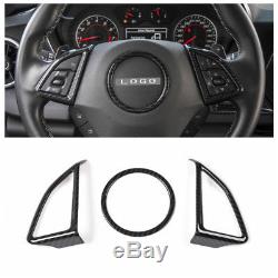 Carbon Fiber Interior Steering Wheel Cover Trim Ring For Chevrolet Camaro 2017+