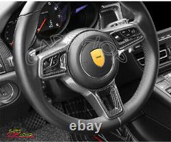 Carbon Fiber Interior Steering Wheel Trim Cover For Porsche 718 Boxster Macan