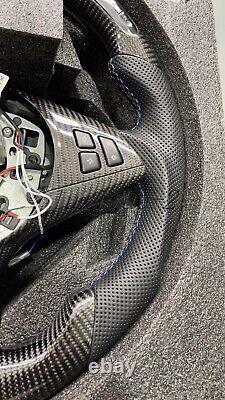 Carbon Fiber+LED steering wheel+Cover for BMW E60 E61 E63 E64 04-08 No paddle