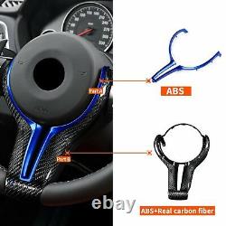 Carbon Fiber Steering Wheel Cover&Blue Inner Trim for BMW M2 M3 M4 M5 M6 X5M X6M