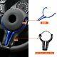 Carbon Fiber Steering Wheel Cover&Blue Inner Trim for BMW M2 M3 M4 M5 M6 X5M X6M