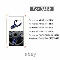 Carbon Fiber Steering Wheel Cover&Blue Inner Trim for BMW M2 M3 M4 M5 M6 X5M X6M