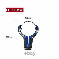 Carbon Fiber Steering Wheel Cover&Blue Inner Trim for BMW M2 M3 M4 M5 M6 X5M X6M