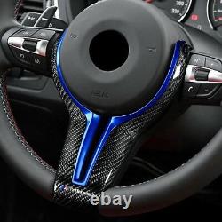 Carbon Fiber Steering Wheel Cover&Blue Inner Trim for BMW M2 M3 M4 M5 M6 X5M X6M