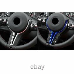 Carbon Fiber Steering Wheel Cover&Blue Inner Trim for BMW M2 M3 M4 M5 M6 X5M X6M