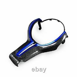 Carbon Fiber Steering Wheel Cover&Blue Inner Trim for BMW M2 M3 M4 M5 M6 X5M X6M