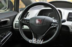Carbon Fiber Steering Wheel Cover Kit Fit For 2006-2010 Honda Civic