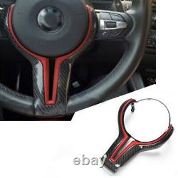 Carbon Fiber Steering Wheel Cover Red Inner Trim Fit For BMW M3 M4 M5 M6 X5M X6M