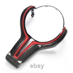 Carbon Fiber Steering Wheel Cover Red Inner Trim Fit For BMW M3 M4 M5 M6 X5M X6M