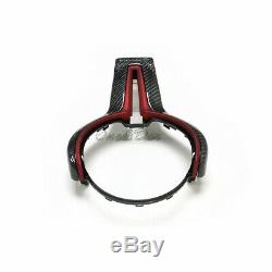 Carbon Fiber Steering Wheel Cover+Red Inner Trim for BMW M2 M3 M4 M5 M6 X5M X6M