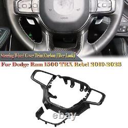 Carbon Fiber Steering Wheel Cover Replace For Dodge Ram 1500 TRX Rebel 2019-2023
