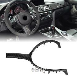 Carbon Fiber Steering Wheel Cover Trim For BMW F20 F22 F30 F10 F15 F16 M Sport