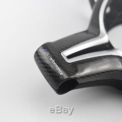 Carbon Fiber Steering Wheel Cover Trim +Gear Shift Paddle For BMW 1 2 3 4 SERIES