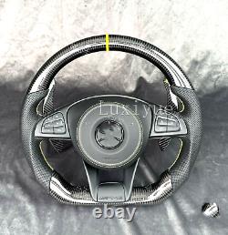 Carbon Fiber Steering Wheel+Cover for Mercedes-Benz AMG W205 W204 C63 C43 2010+