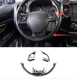 Carbon Fiber Steering Wheel Decor Cover Trim For Mitsubishi Outlander 2013-2020