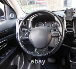 Carbon Fiber Steering Wheel Decor Cover Trim For Mitsubishi Outlander 2013-2020