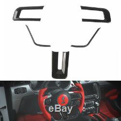 Carbon Fiber Steering Wheel Decor Cover Trim Kit Fit Ford Mustang 2015 2016 2017