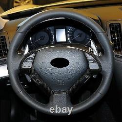 Carbon Fiber Steering Wheel Trim For 13-15 Infiniti G37 EX37 G25 EX35 Q40 Black