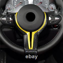 Carbon Fiber +Yellow Replace Steering Wheel Cover for BMW M2 M3 M4 M5 M6 X5M X6M