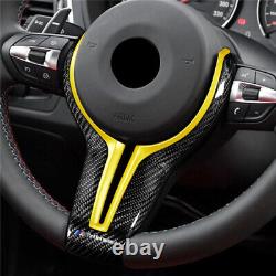 Carbon Fiber +Yellow Replace Steering Wheel Cover for BMW M2 M3 M4 M5 M6 X5M X6M