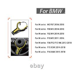 Carbon Fiber +Yellow Replace Steering Wheel Cover for BMW M2 M3 M4 M5 M6 X5M X6M