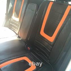 Carbon & Orange PVC Leather Car Seat Covers Steering Wheel Shift Knob Headrest