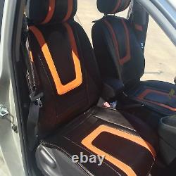 Carbon & Orange PVC Leather Car Seat Covers Steering Wheel Shift Knob Headrest