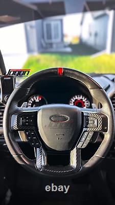 Carbon Steering Wheel Bezel Cover Trim For Ford F150 F250 F-350 F-450 Super Duty