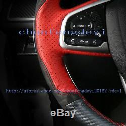 Carbon fiber Steering Wheel Cover Genuine Leather For Honda Civic 2016 2017 2018